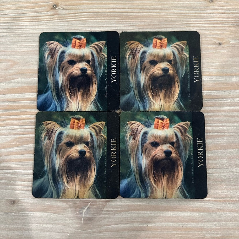 Yorkshire Terrier Yorkie with Bow Beverage COASTERS Drink‎ Placemats Set of 4